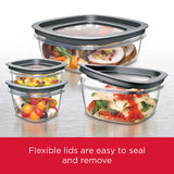 28-Piece Tritan Food Storage Containers Set – BPA-Free Stackable Containers with Universal Lids (Clear & Grey)