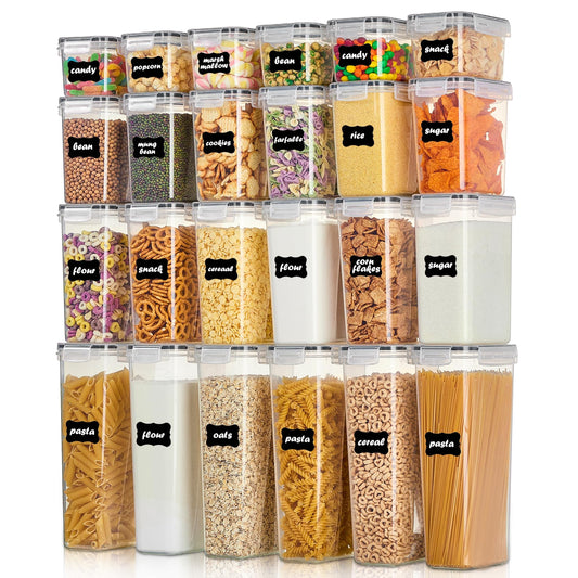 Vtopmart Airtight Food Storage Containers Set – 24 Piece Stackable Pantry Canisters with Lids & Labels
