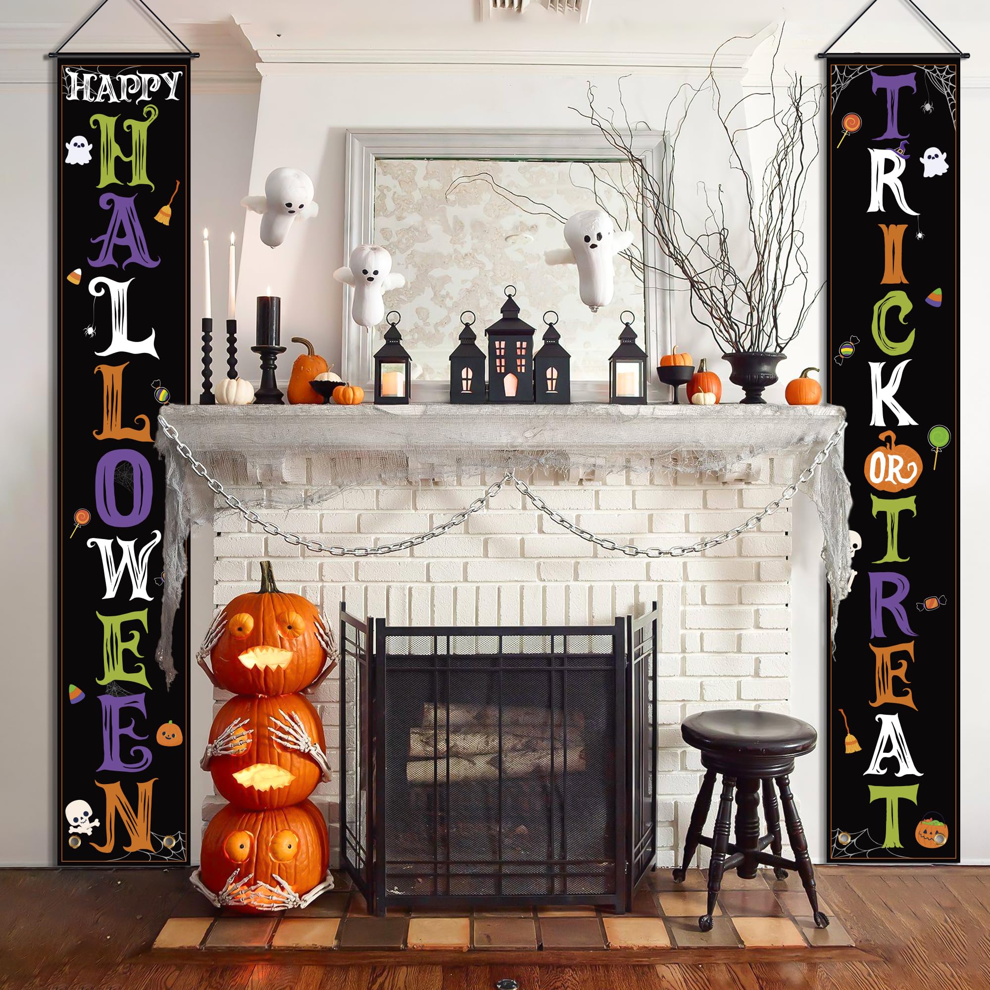 Halloween Outdoor Banners – 2-Pack Large Door Hanging Signs for Porch & Party Decorations (11.8" x 70.8")