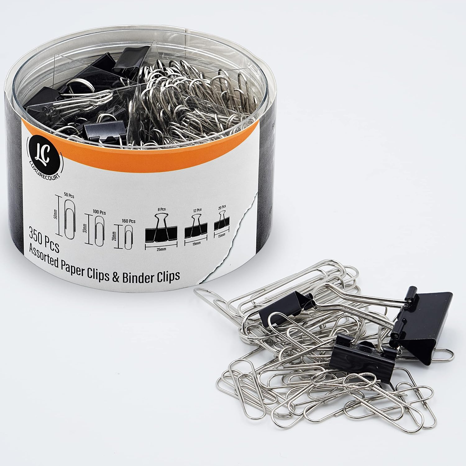 350-Piece Paper Clip and Binder Clip Organizer Set