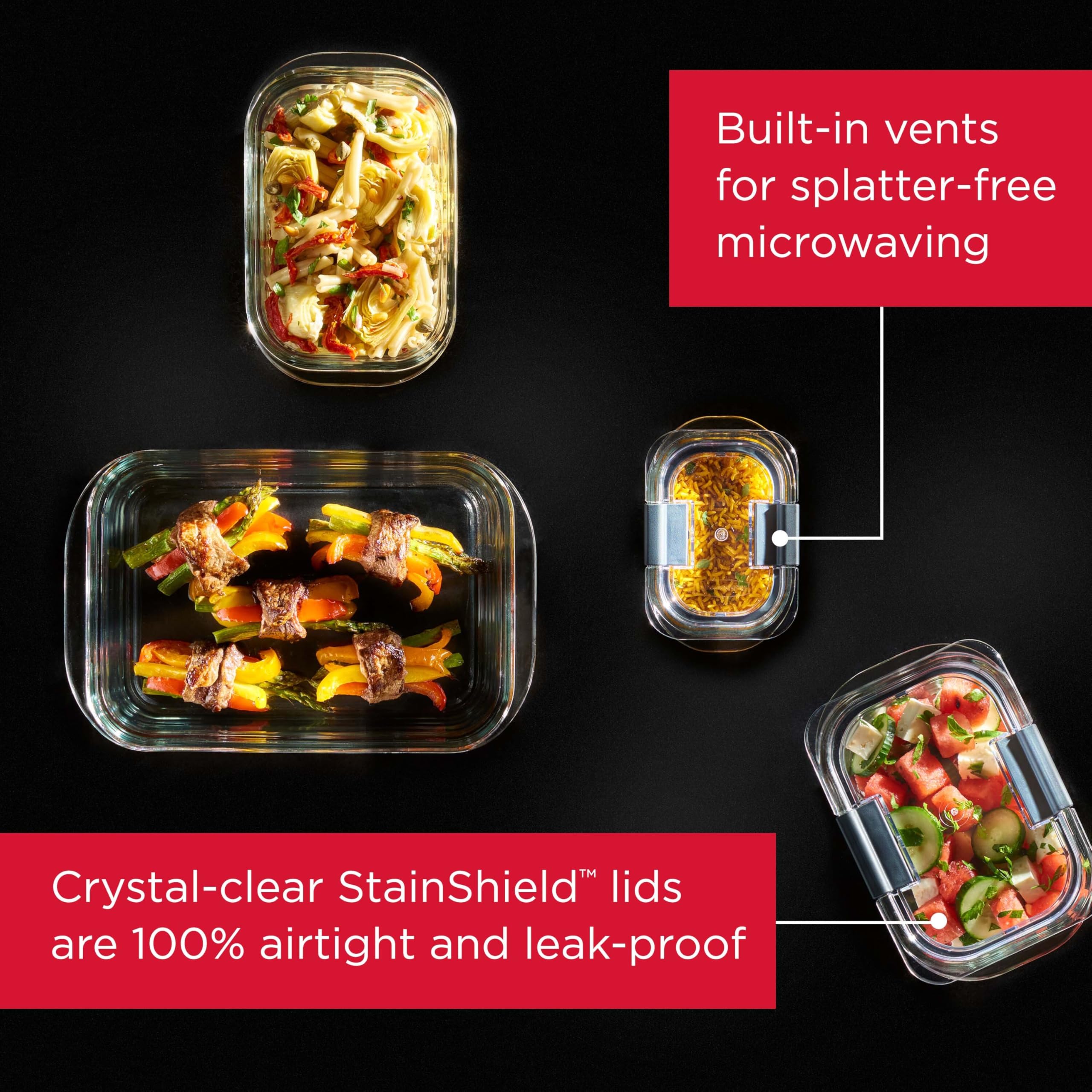 Brilliance Glass Food Storage Containers Set – Airtight Leak-Proof Glass with Vented Lids (18-Piece)