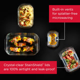 Brilliance Glass Food Storage Containers Set – Airtight Leak-Proof Glass with Vented Lids (18-Piece)