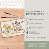 Wildflower Canvas Pencil Pouch with Zipper