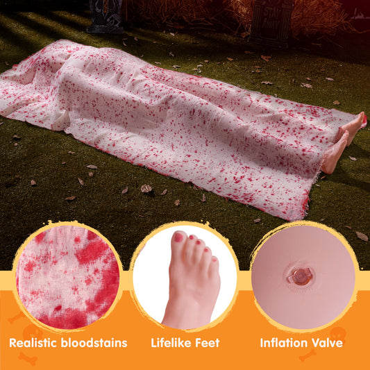 5ft Life-Size Halloween Victim Prop – Realistic Body Decoration for Outdoor Yard & Haunted House Displays