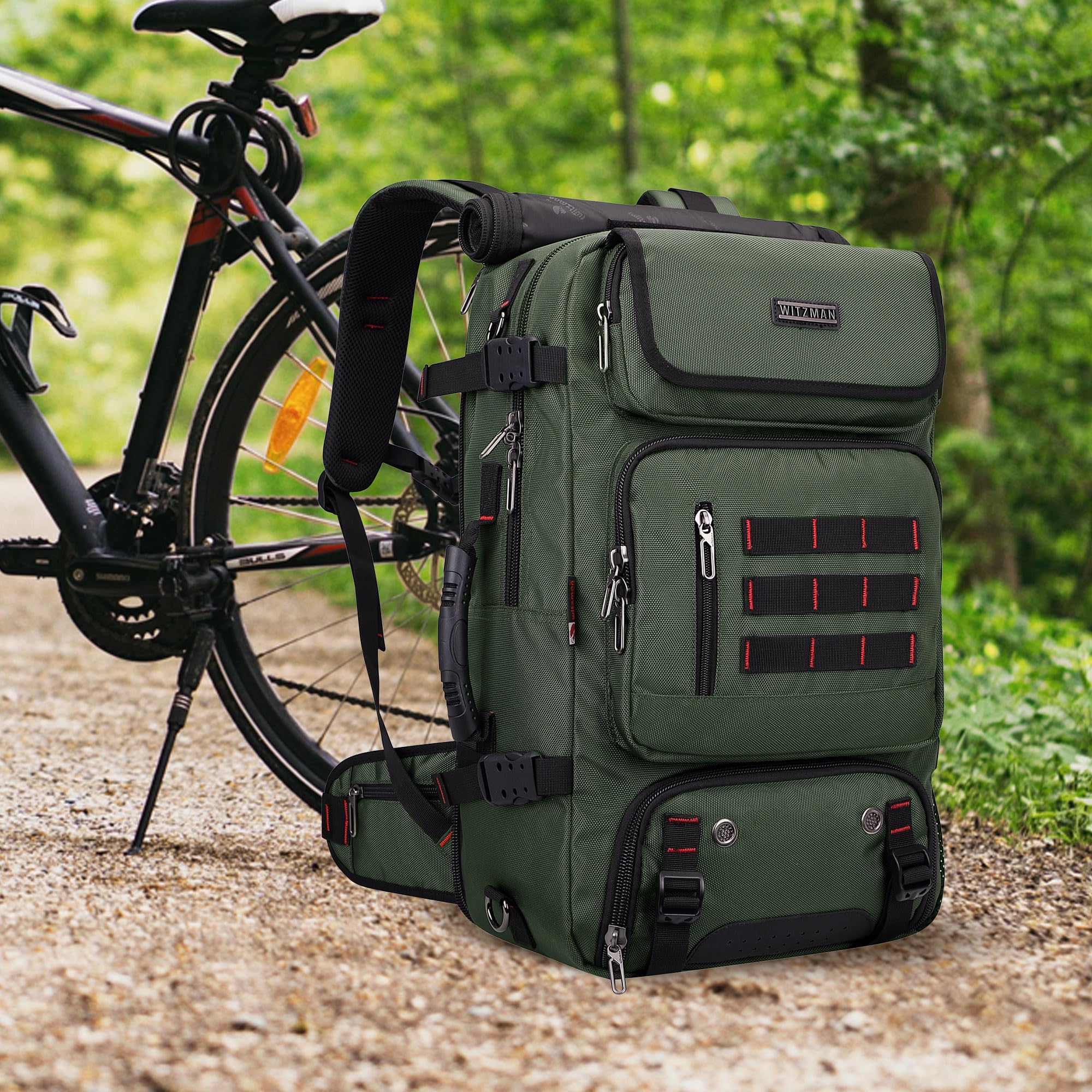 Witzman Airline-Approved Carry-On Travel Backpack Convertible Duffle Bag – Army Green