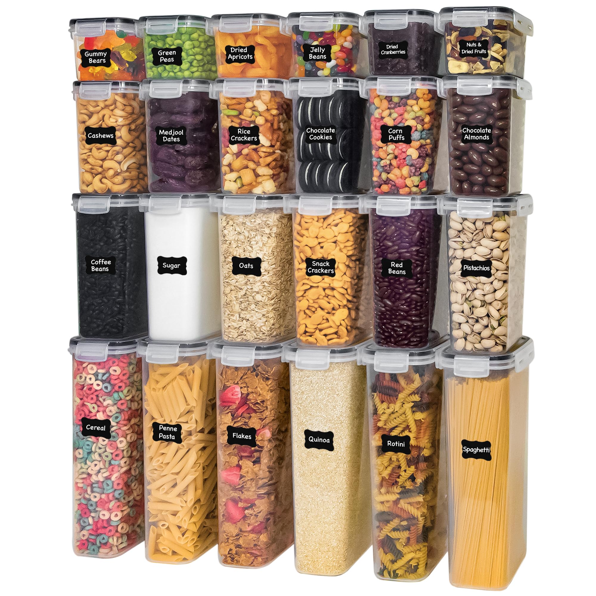 48-Piece Airtight Food Storage Containers Set – BPA-Free Stackable Pantry Organizers