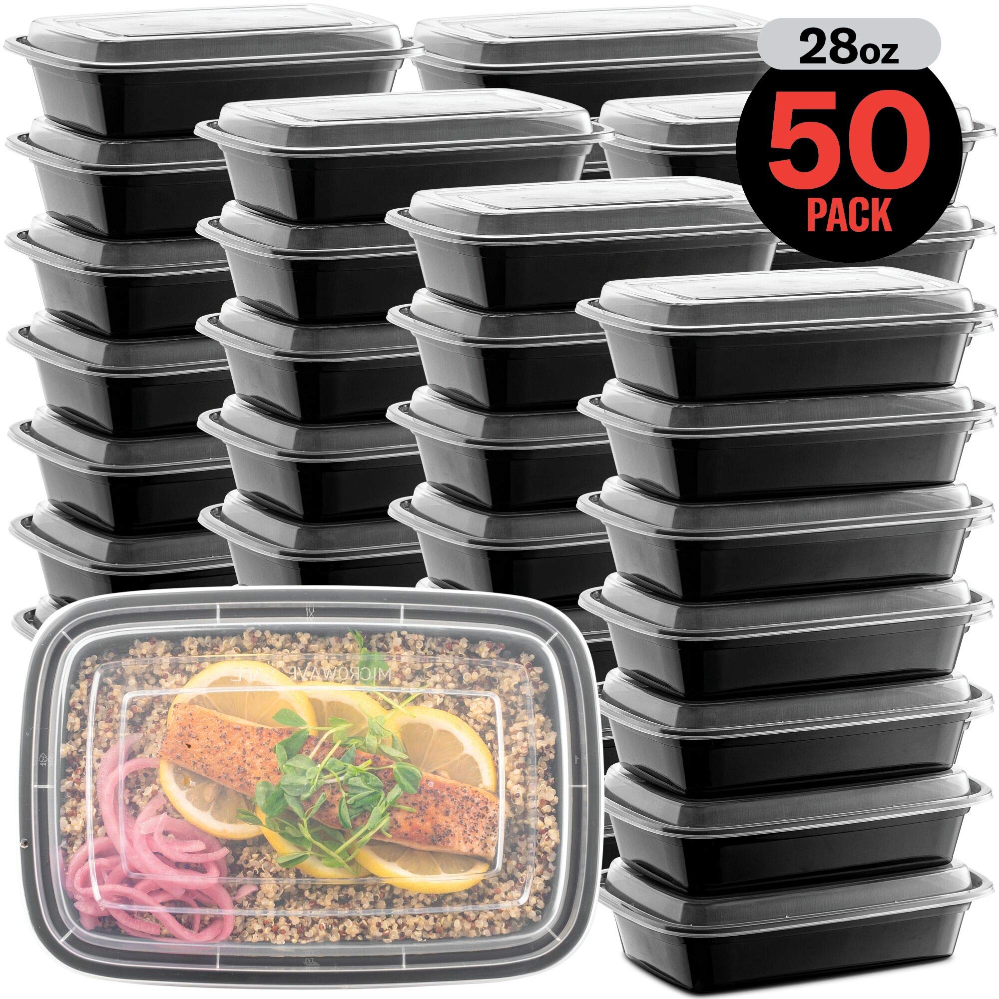 Single-Compartment Meal Prep Containers – 50 Pack Leak-Proof To-Go Food Storage Boxes