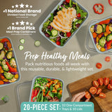 Bentgo Meal Prep Containers – 20 Piece Reusable Food Storage Set with Lids, 4-Cup Portion Control