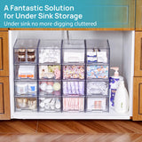 Clear Stackable Drawer Organizer Set (4-Pack) – Pull-Out Storage Drawers for Bathroom, Kitchen, Vanity & Pantry