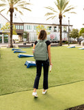 Sage Green Quilted School Backpack with Laptop Sleeve
