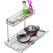 2-Tier Pull-Out Under Cabinet Organizer – Chrome Heavy-Duty Sliding Shelf System