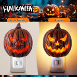 Halloween Plug-In Pumpkin Night Light – Orange Fireproof ABS Wall Lamp with Swivel Plug & C7 LED Bulb (5.1" Compact Design)