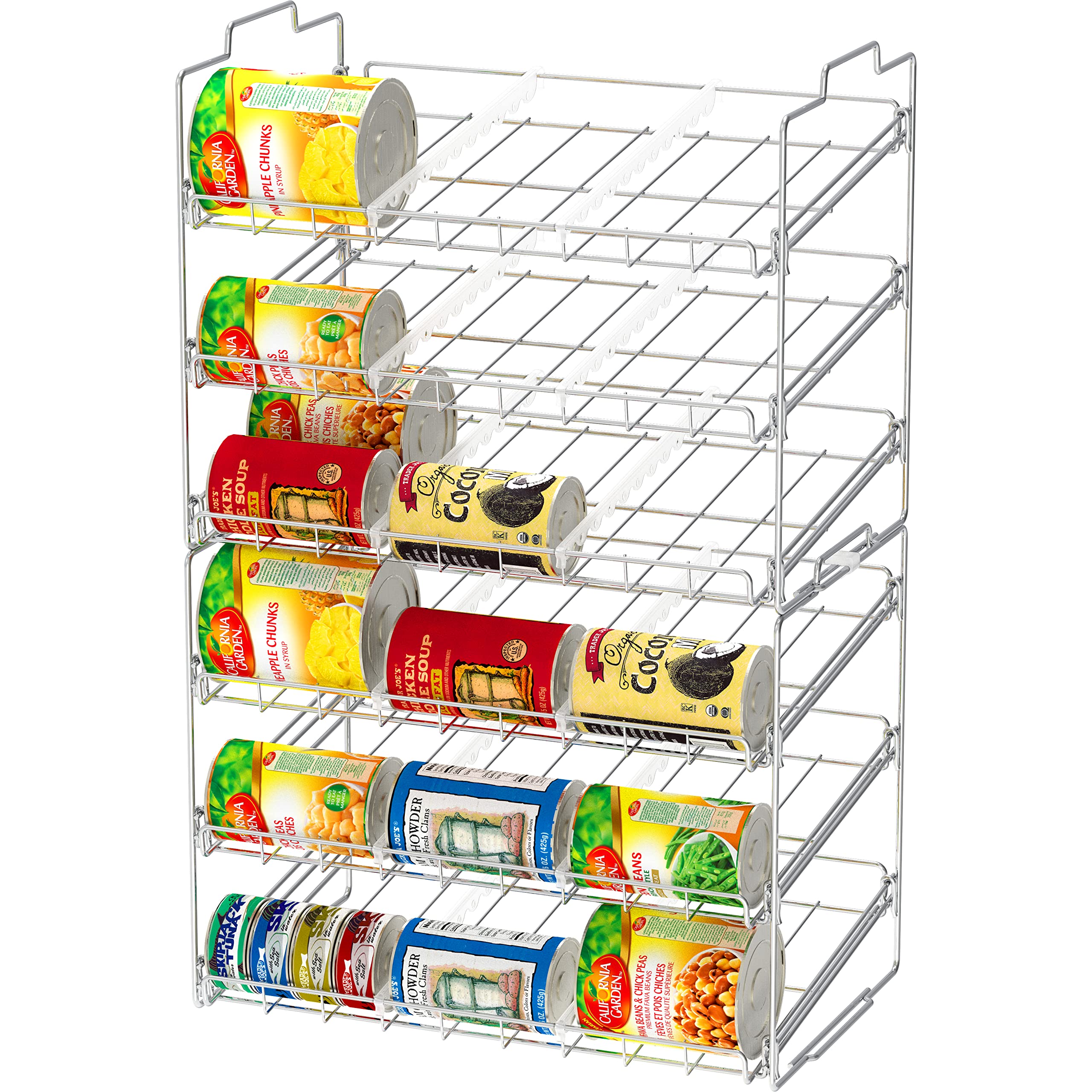 Deco Brothers Stackable Can Rack Organizer – Adjustable Pantry Storage for Up to 36 Cans (Chrome)