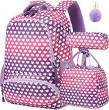 Purple Unicorn School Backpack Set with Lunch Bag