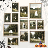 Vintage Ghost Wall Art Set – 12PCS Cute & Spooky Halloween Prints for Aesthetic Home Décor (Unframed)