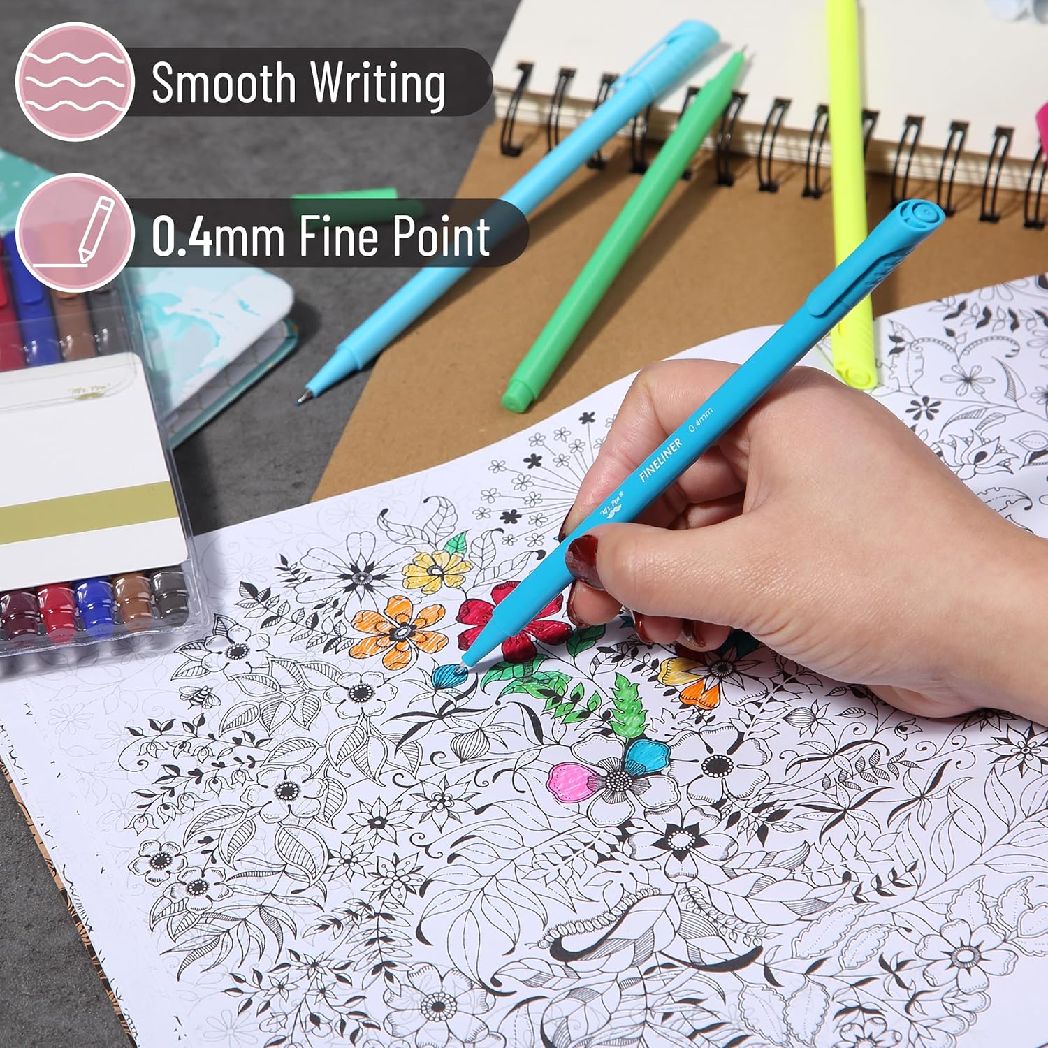 24-Color 0.4 mm Fineliner Pen Set for Journaling