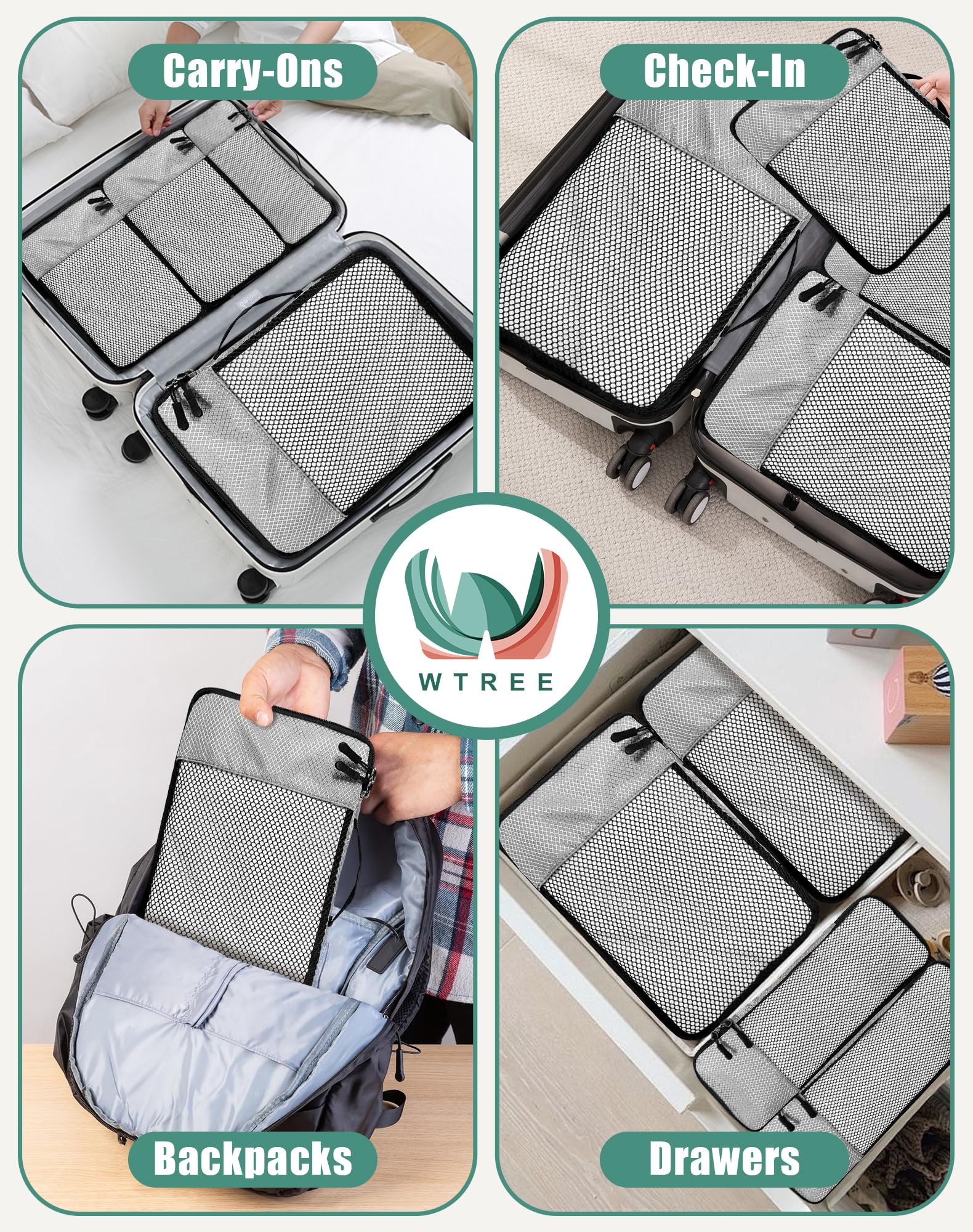 4-Piece Packing Cube Set for Suitcases – Lightweight Travel Organizers with Breathable Mesh for Clothes, Shoes & Accessories