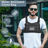 JIPIMON Waterproof Sports Chest Bag – Reflective MOLLE Chest Pack for Running, Cycling & Outdoor Activities (Black)