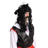 Black Pirate Wig & Mustache Set – Halloween Costume Accessory for Adults