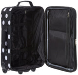 Rockland Fashion 2-Piece Softside Upright Luggage Set, Expandable Carry-On & Flight Tote with Telescopic Handle (Black Dot)