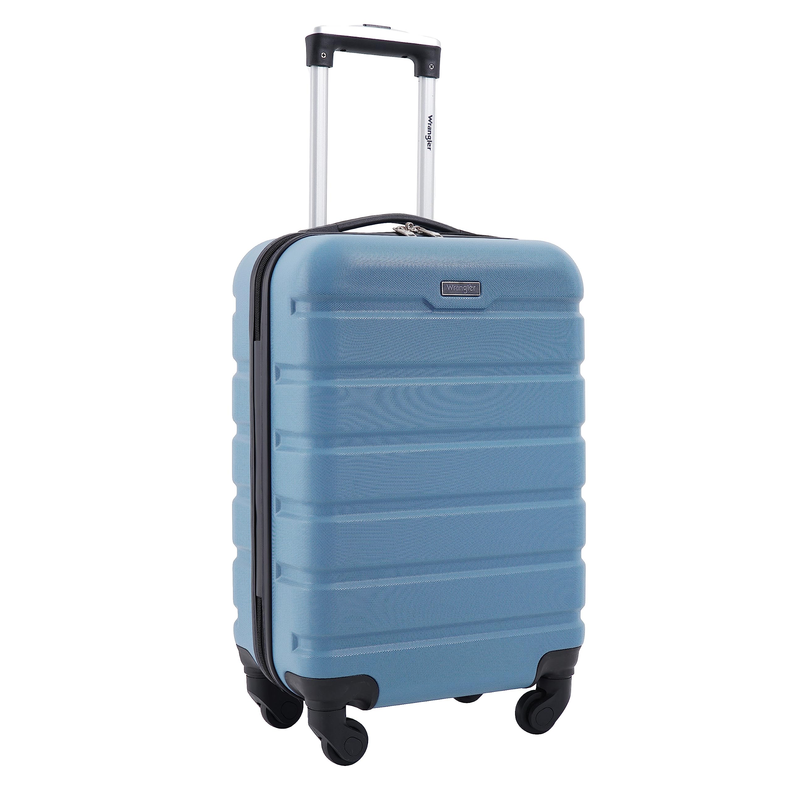 Wrangler Hardside Spinner Carry-On Luggage 22”, Lightweight ABS Cabin Suitcase with 360° Wheels (Blue Heaven)