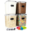 Large Airtight Rice Storage Containers Set – 4 Square 5.3L Pantry Canisters with Measuring Scoops & Labels