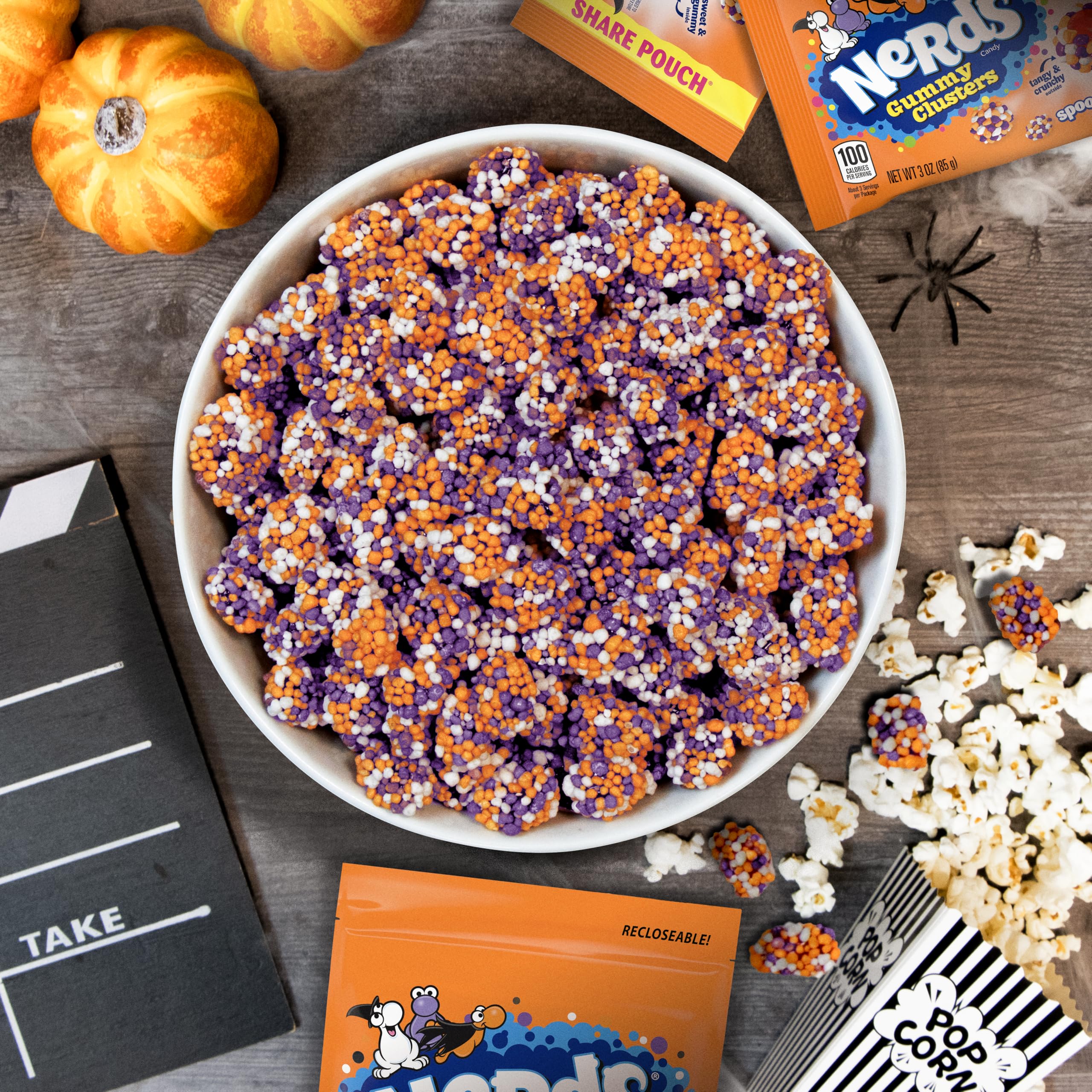 NERDS Spooky Gummy Clusters Halloween Candy – Crunchy & Fruity Tangy Bites with Gummy Centers, Limited Edition 8oz Resealable Bag