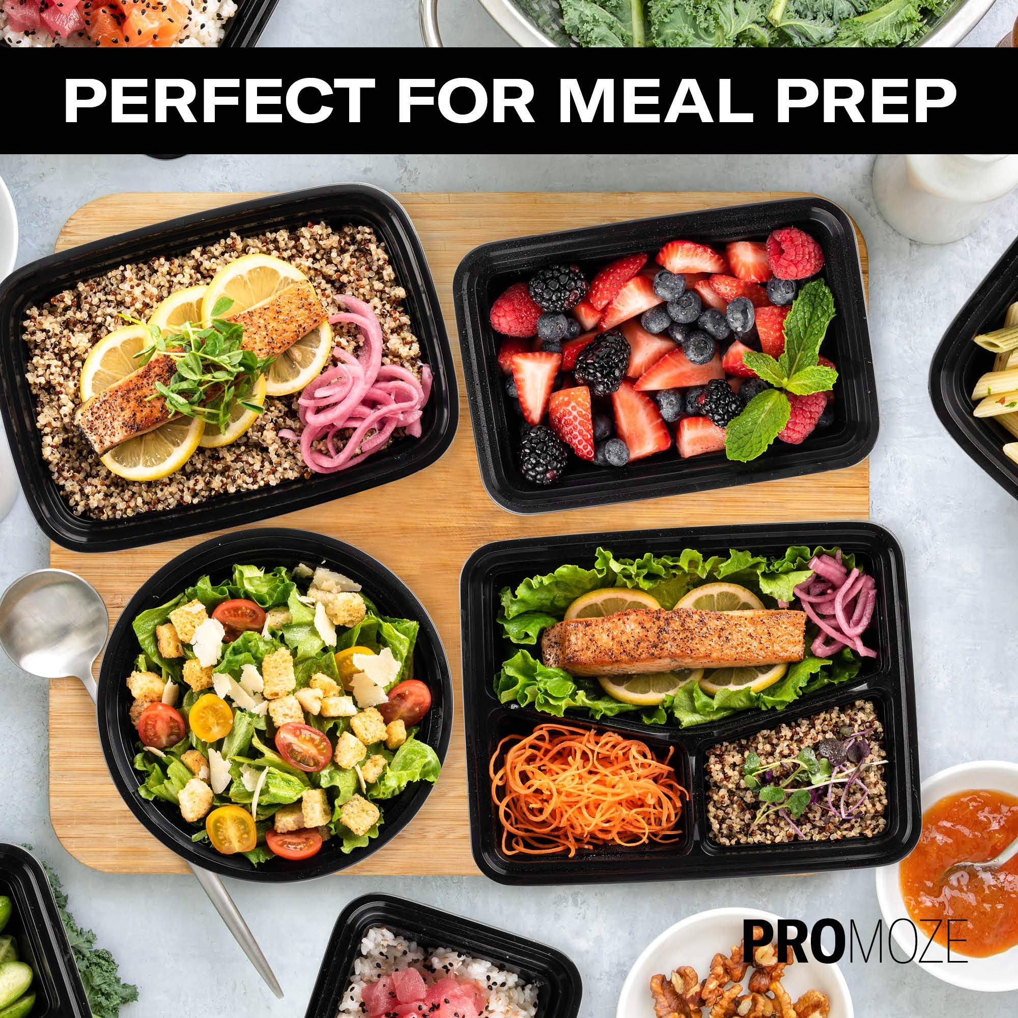 Single-Compartment Meal Prep Containers – 50 Pack Leak-Proof To-Go Food Storage Boxes