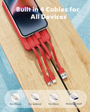 10000mAh Slim Power Bank with Built-in Cables – Portable Charger for iPhone, Samsung, Android & Tablets (Charge Up to 6 Devices)