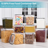 10-Piece Airtight Flour & Sugar Storage Containers Set – BPA-Free Stackable Pantry Canisters with Measuring Cups (Black)