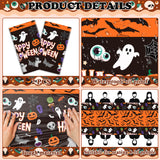 Halloween Tablecloths – Set of 2 Black Spooky Polyester Table Covers with Ghost, Bat & Pumpkin Prints (86.6x51.2 Inches)