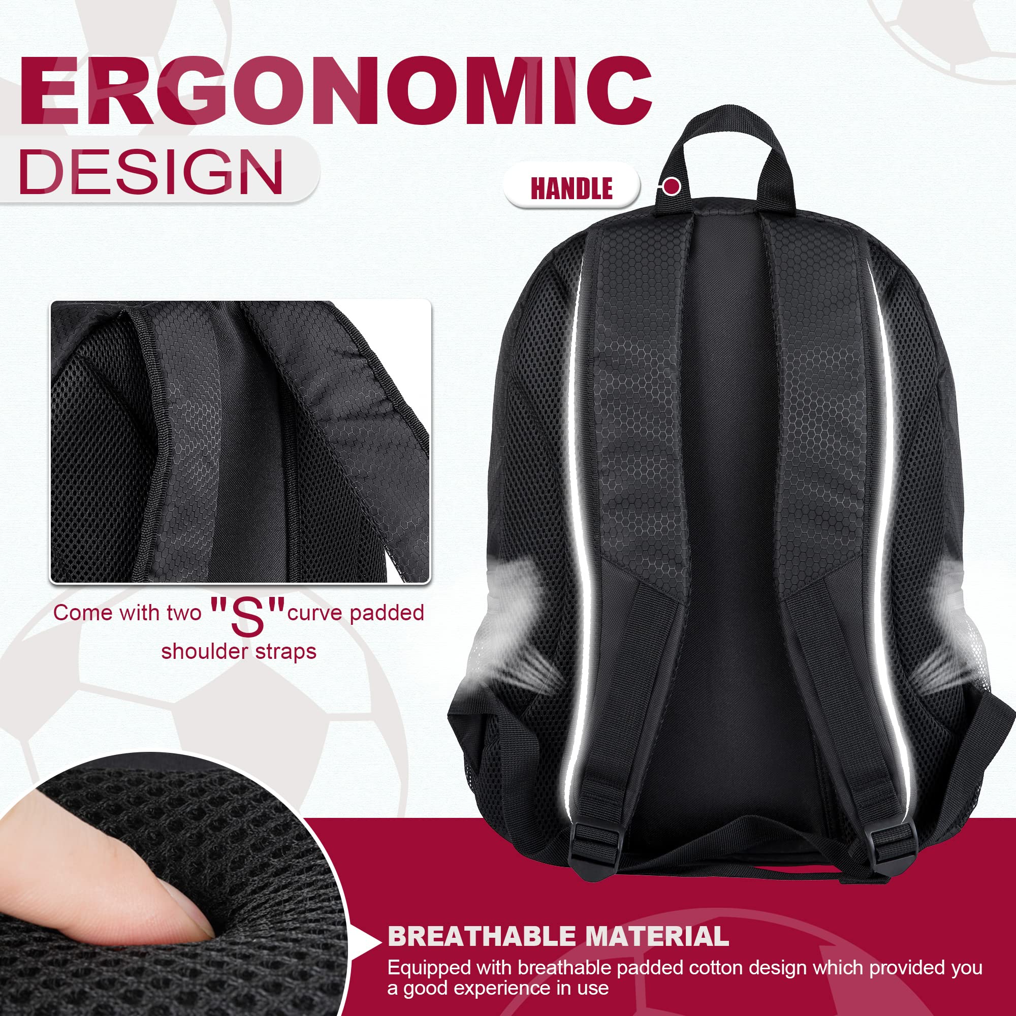 HIMAL OUTDOORS Soccer Backpack – Durable Sports Gear Bag with Ball Holder & Separate Cleat Compartment (Black)