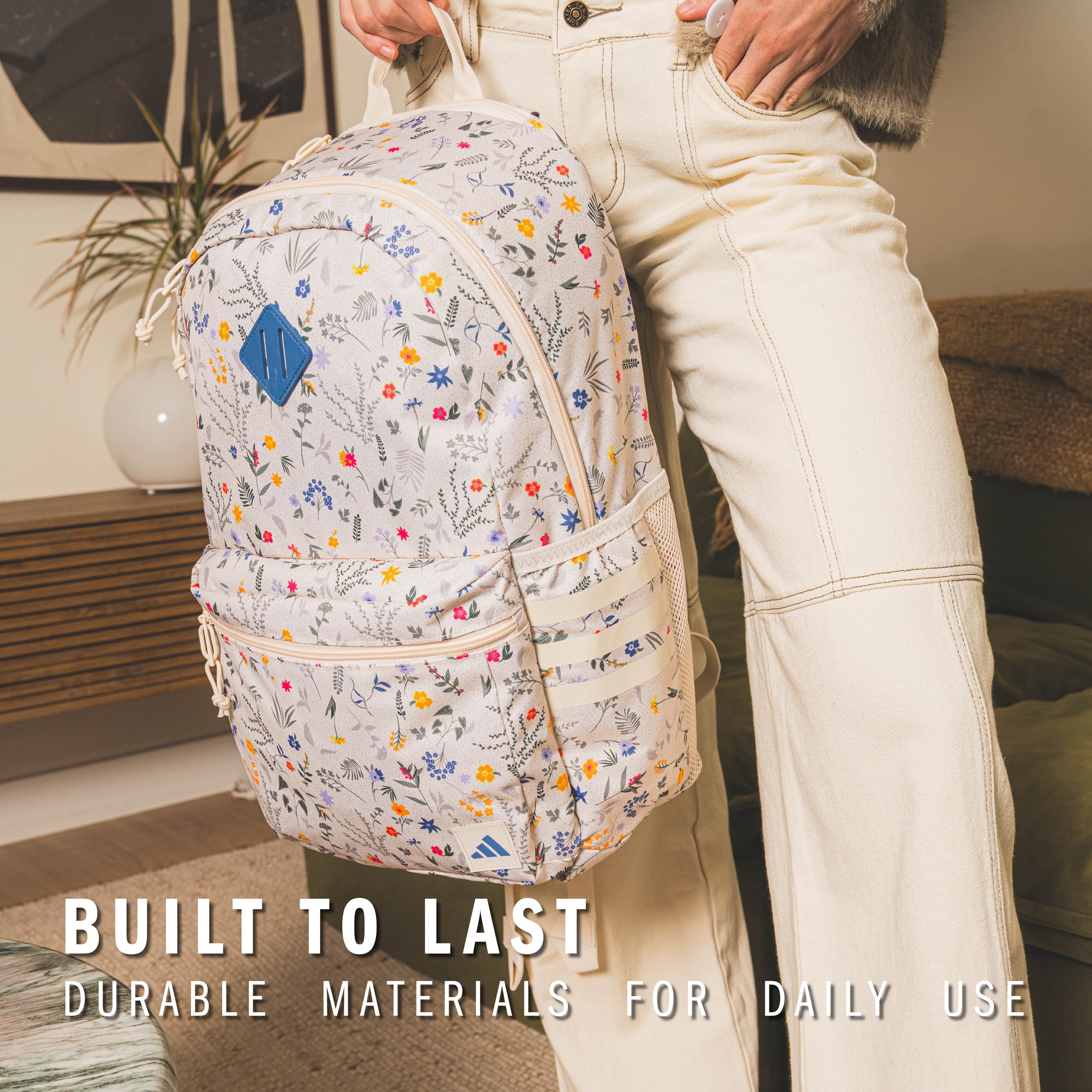 3-Stripe Classic Sports Backpack with Laptop Sleeve, Multi-Pocket Design and Water Bottle Holders