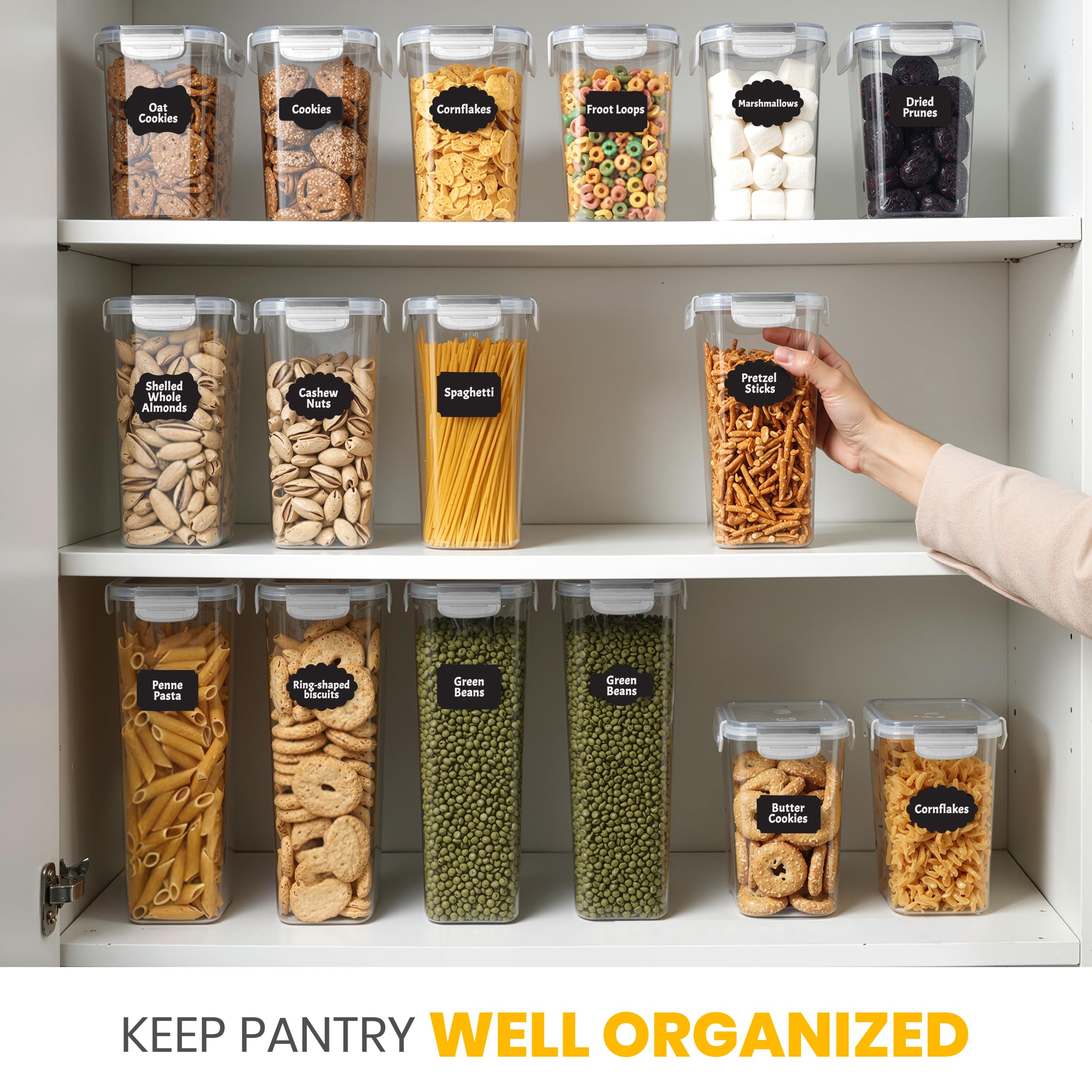 Airtight Food Storage Containers with Lids – 24-Piece Stackable Pantry Set (Clear)