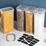 4-Pack Tall Airtight Food Storage Containers – 2.8L BPA-Free Pantry Canisters with Locking Lids & Labels