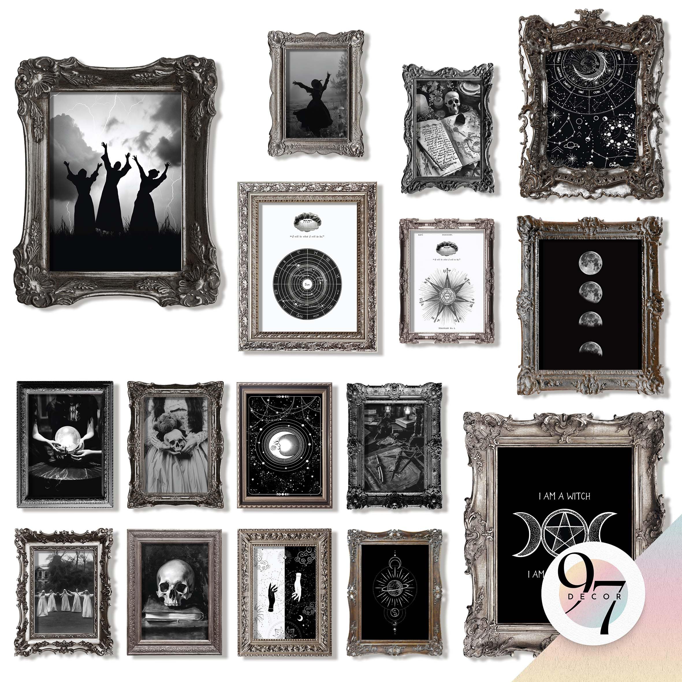 Witchy Wall Art Set – 16-Piece Gothic Witch Posters for Halloween & Home Decor (Vintage Witchy Aesthetic Prints)