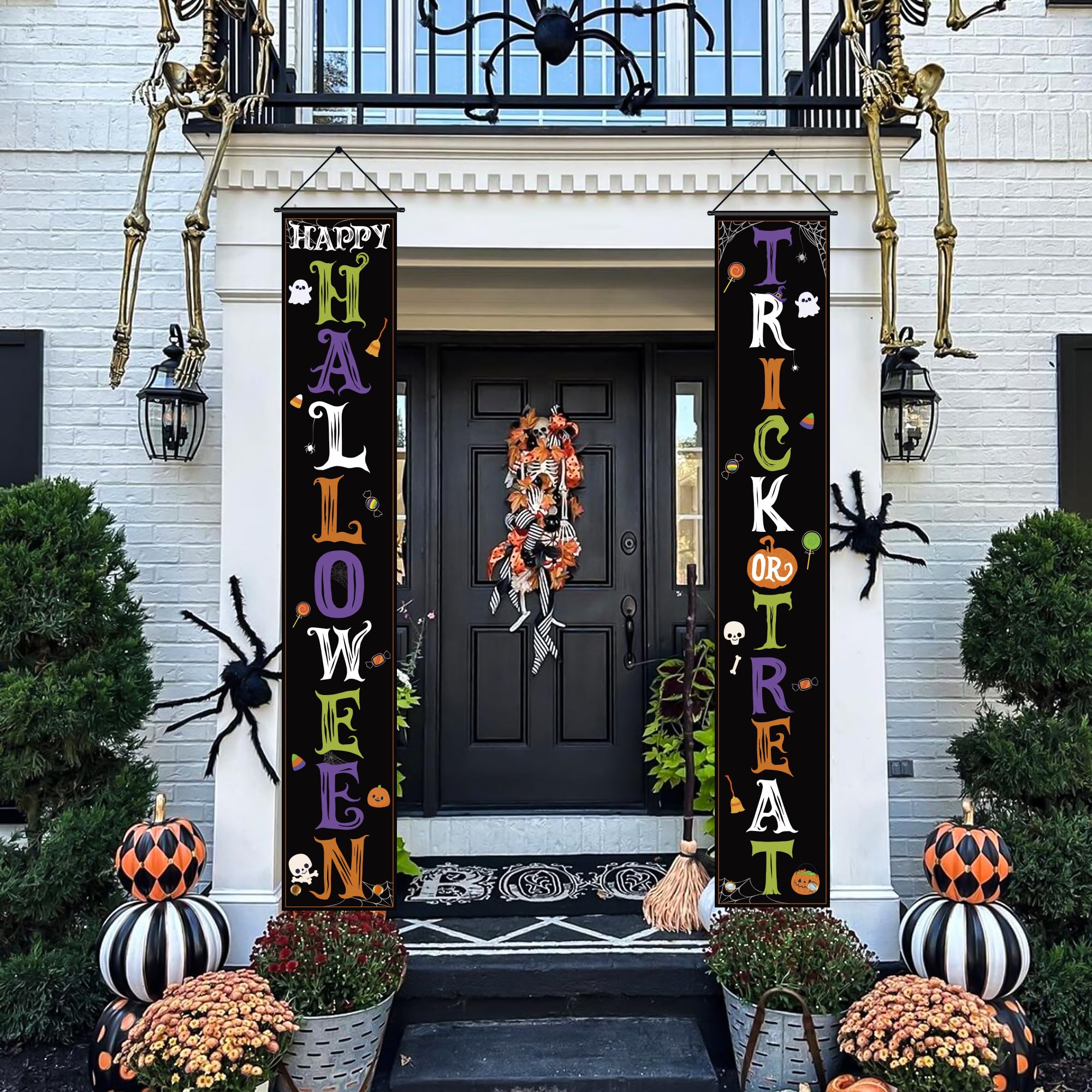 Halloween Outdoor Banners – 2-Pack Large Door Hanging Signs for Porch & Party Decorations (11.8" x 70.8")