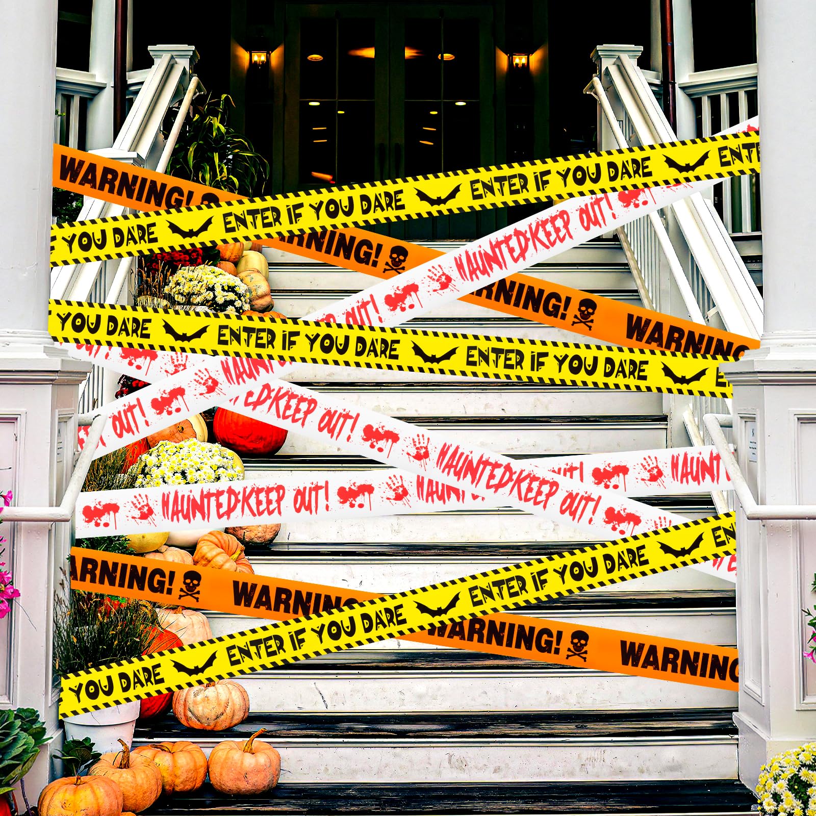 3PCS Halloween Caution Tape Set – “Warning”, “Enter If You Dare”, “Haunted Keep Out” 270ft Non-Adhesive Decoration Roll