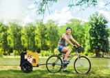 Yellow Heavy-Duty Foldable Pet Stroller & Bike Trailer – Weatherproof with Quick-Release Wheels & Ventilated Canopy