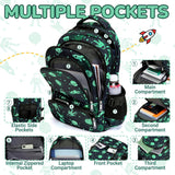 Black Green 17-Inch School Backpack with Laptop Sleeve