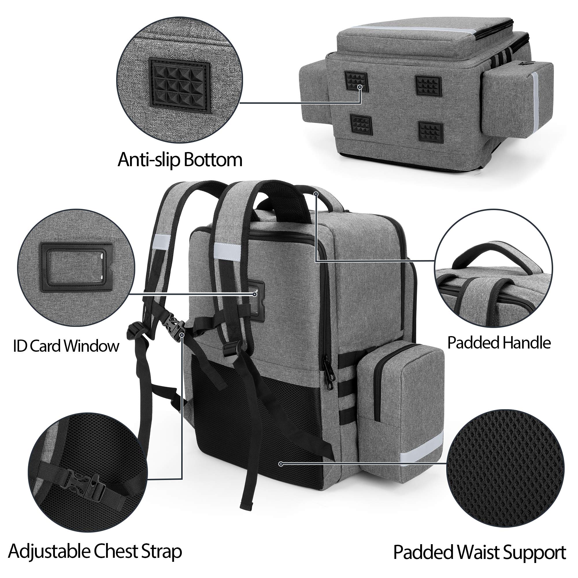 TRUNAB Emergency Medical Backpack – Modular EMT-Style Organizer with Detachable Side Pockets & Non-Slip Base (Grey)