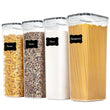 4-Pack Tall Airtight Food Storage Containers – 2.8L BPA-Free Pantry Canisters with Locking Lids & Labels