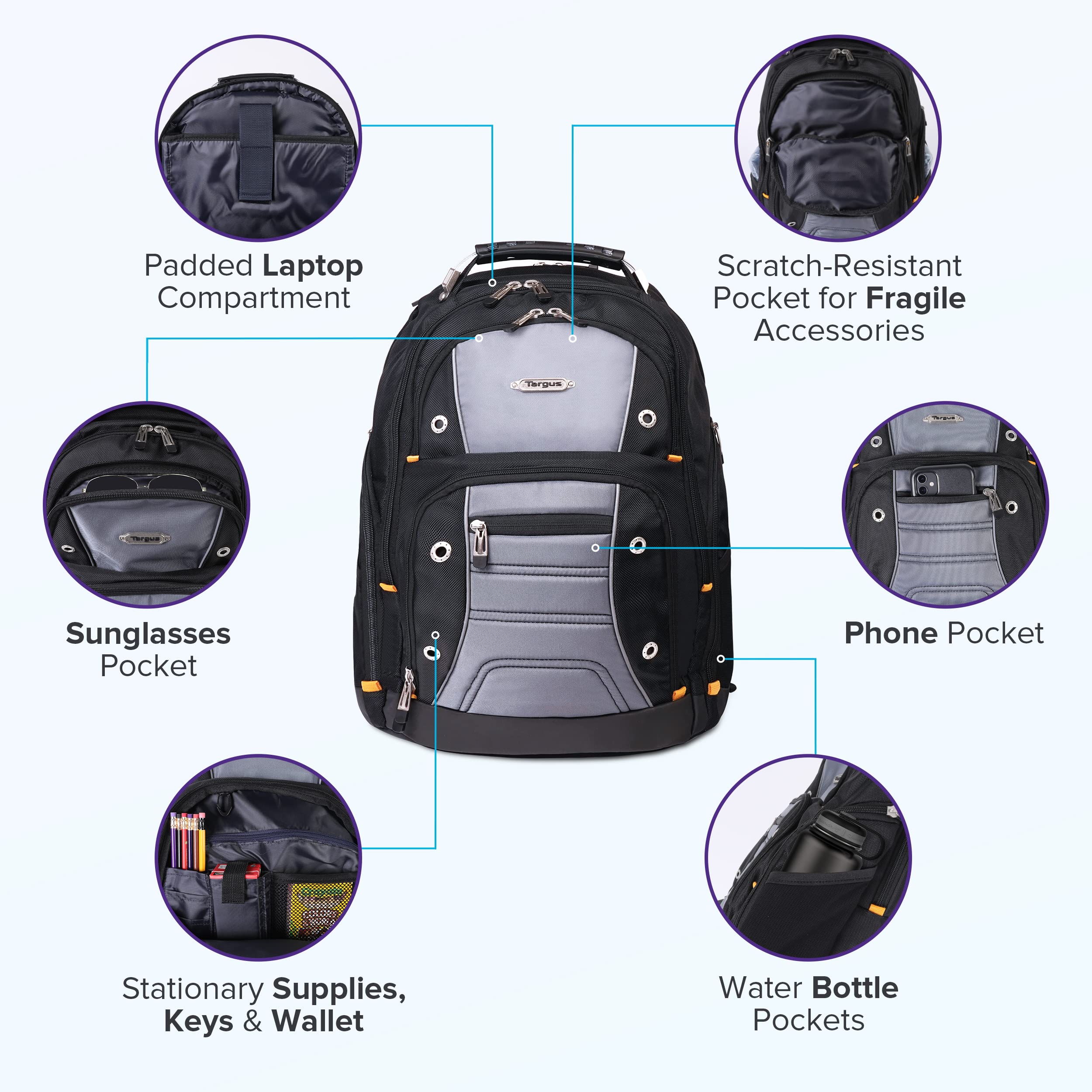 Targus Drifter II 17.3” Laptop Backpack – Heavy Duty Water-Resistant Business & Travel Bag