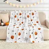 Halloween White Blanket – Soft Cozy Premium Throw with Festive Prints for Couch, Bed & Home Décor