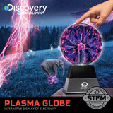 Discovery Plasma Globe Interactive Lightning Lamp – Touch & Sound Reactive Electric Plasma Ball STEM Desk Decor Black