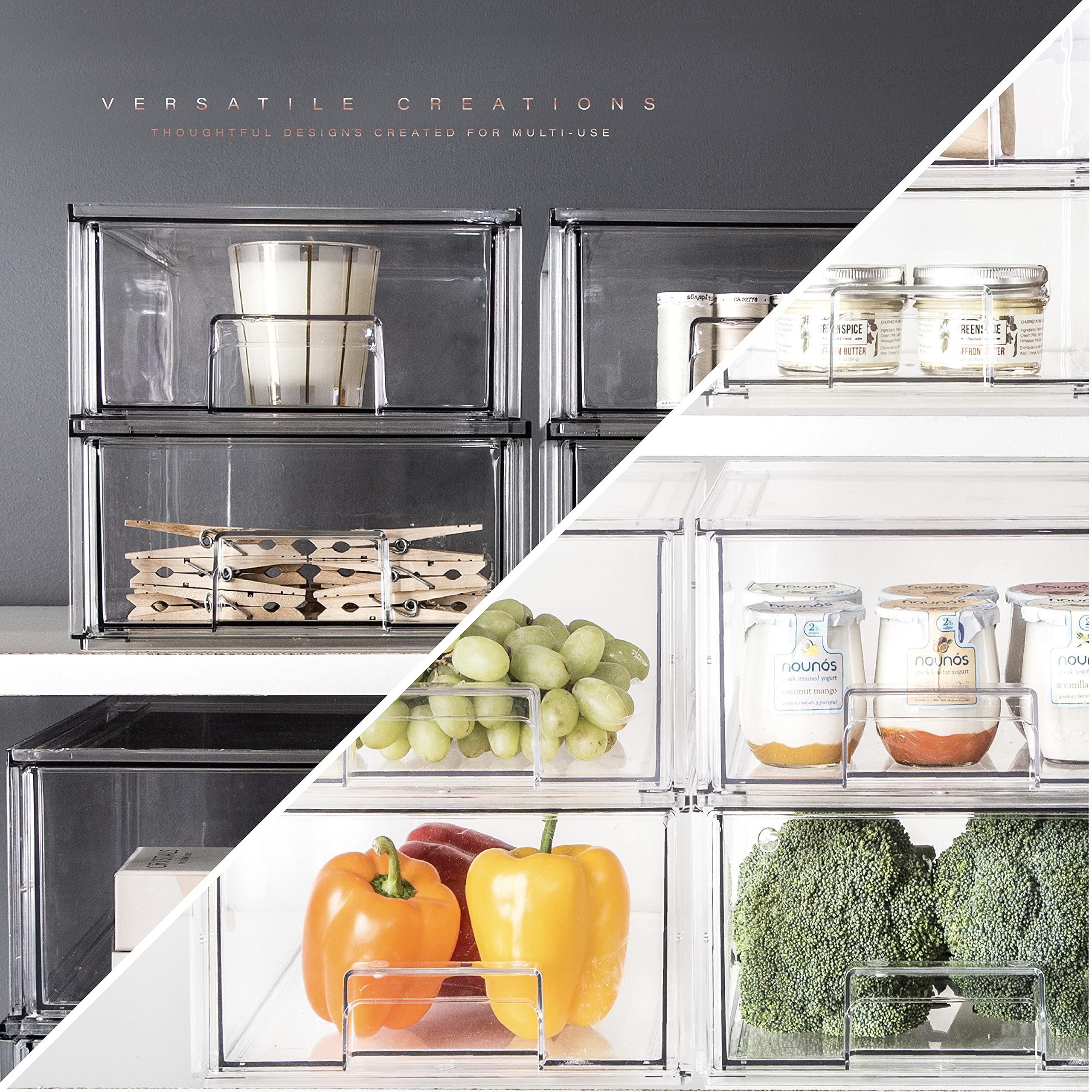 BINO Clear Stackable Storage Drawers – Space-Saving Pantry, Fridge & Home Organizer