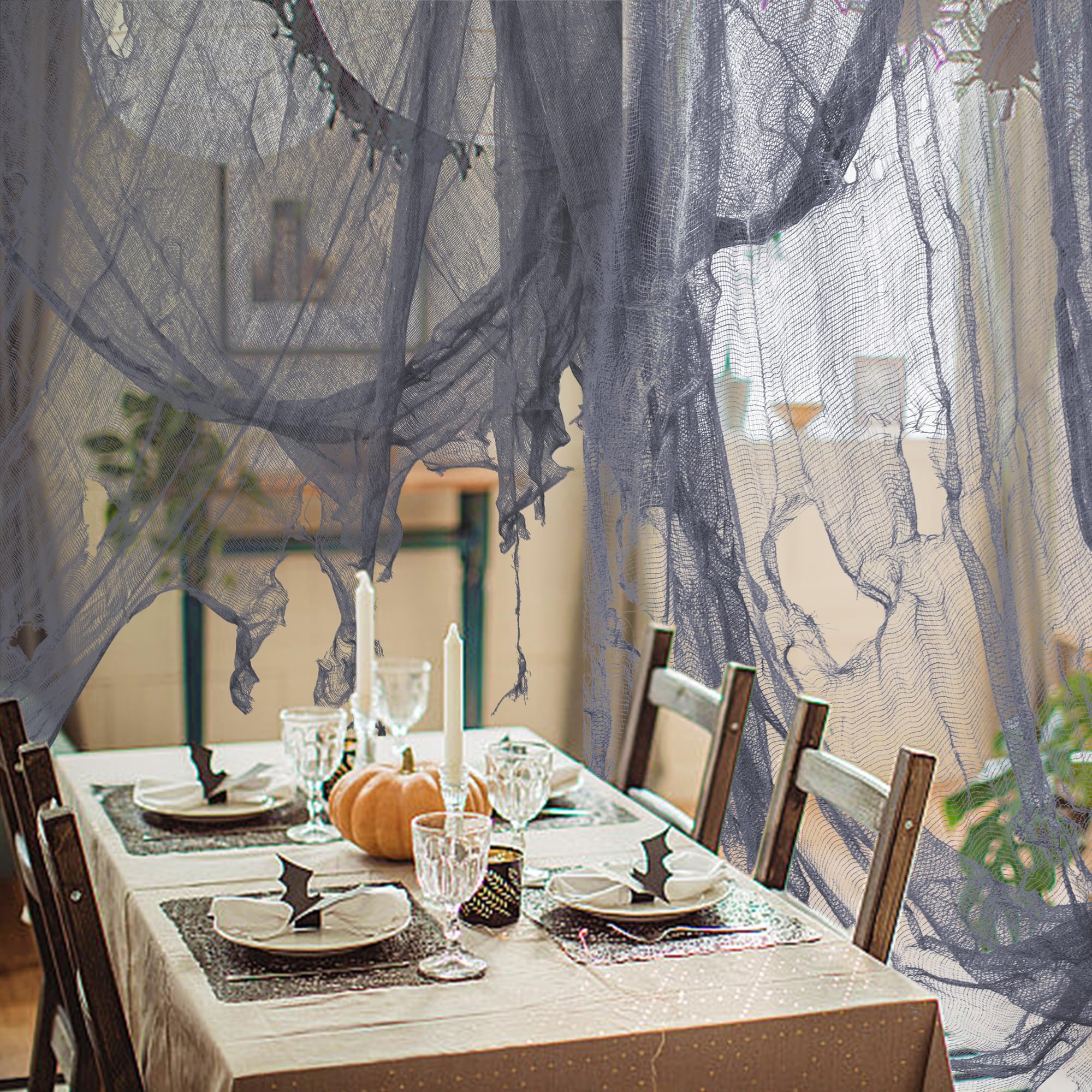 400" x 40" Gray Creepy Cloth – Halloween Spooky Gauze Fabric for Haunted House, Party & Scary Decor