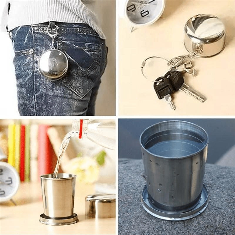 Stainless Steel Folding Cup – 250 ml Telescopic Camping Mug, Compact & Durable