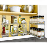 Lynk Professional Pull-Out Spice Rack Organizer – Slim 2-Tier Chrome Slide-Out Cabinet Drawer