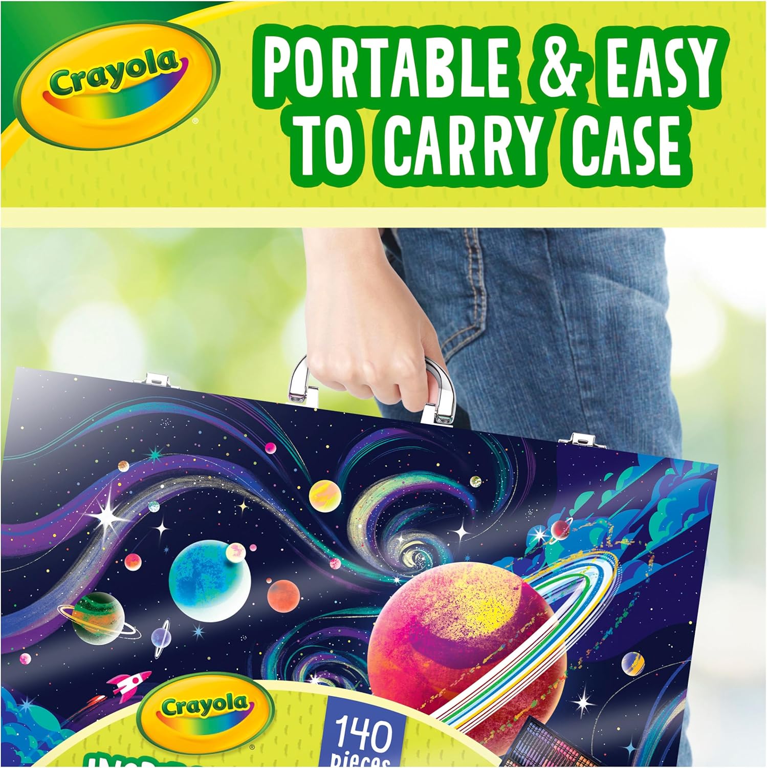140-Piece Space-Themed Kids Art Case and Coloring Set